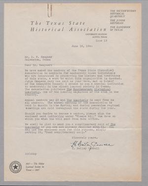 [Letter from The Texas State Historical Association to D. W. Kempner, June 16, 1944]