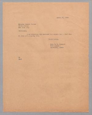 [Letter from Mrs. Daniel W. Kempner to Bonwit Teller, April 17, 1944]