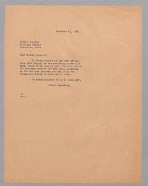 [Letter from Daniel W. Kempner to Mother Superior, November 28, 1944]