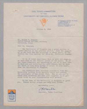 [Letter from Dr. Charles S. Venable to Daniel W. Kempner, October 2, 1944]