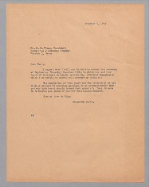 [Letter from Daniel W. Kempner to Harry C. Wiess, December 7, 1944]