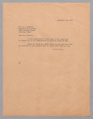 [Letter from Daniel W. Kempner to F. R. Kuebler, September 10, 1943]