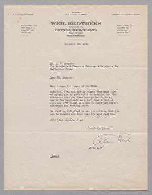 [Letter from Alvin Weil to Daniel W. Kempner, November 22, 1944]