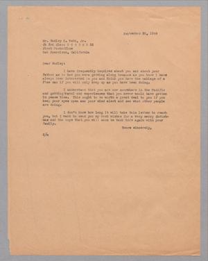 [Letter from Daniel W. Kempner to Dudley K. Webb, Jr., September 20, 1944]