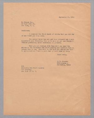 [Letter from Daniel W. Kempner to K. Wragge, Inc., September 11, 1944]