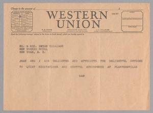 [Telegram from Dan to Bryan Williams, 1944]
