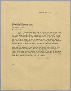 [Letter from Daniel W. Kempner to S. S. Kay, February 2, 1951]