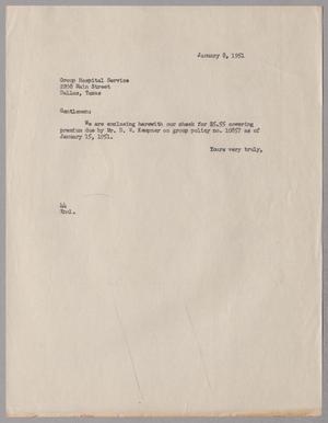 [Letter from A. H. Blackshear, Jr. to Group Hospital Service, January 8, 1951]
