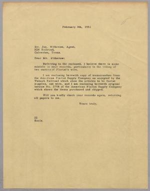 [Letter from Daniel W. Kempner to James Witherow, February 8, 1951]