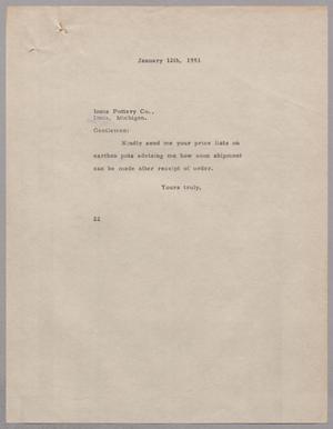 Primary view of object titled '[Memorandum from Daniel W. Kempner, January 12, 1951]'.