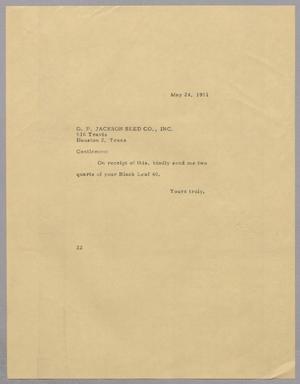 [Letter from Daniel W. Kempner to O. P. Jackson Seed Co., Inc., May 24, 1951]