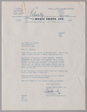 [Letter from Liberty Music Shops, Inc. to D. W. Kempner, December 19, 1951]