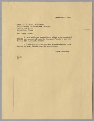 [Letter from Daniel W. Kempner to C. T. Stone, December 5, 1951]