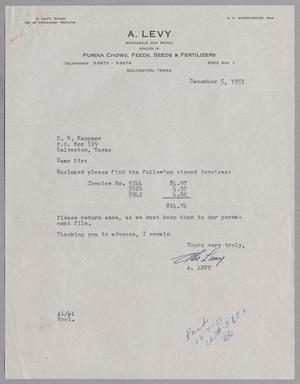 [Letter from A. Levy to Daniel W. Kempner, December 5, 1951]