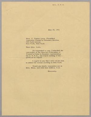 [Letter from Mrs. Daniel W. Kempner to Mrs. C. Ruxton Love, May 19, 1951]