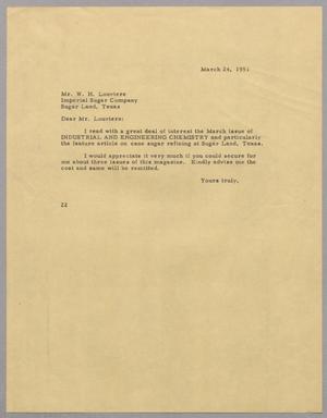 [Letter from Daniel W. Kempner to W. H. Louviere, March 24. 1951]