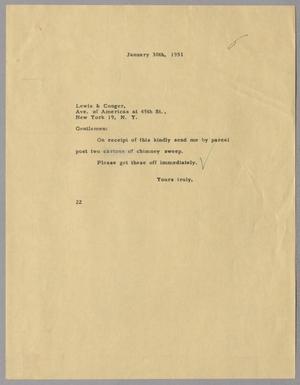 [Letter from Daniel W. Kempner to Lewis & Conger, January 30, 1951]