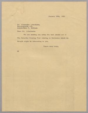 [Letter from Daniel W. Kempner to Alexander Lifschuetz, January 15, 1951]