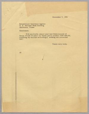 [Memorandum from Daniel W. Kempner, December 7, 1951]