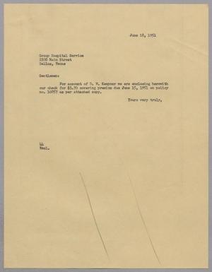 [Letter from A. H. Blackshear, Jr. to Group Hospital Service, June 18, 1951]