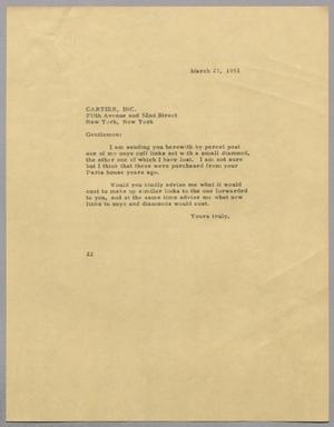[Letter from Daniel W. Kempner to Cartier, Inc., March 27, 1951]