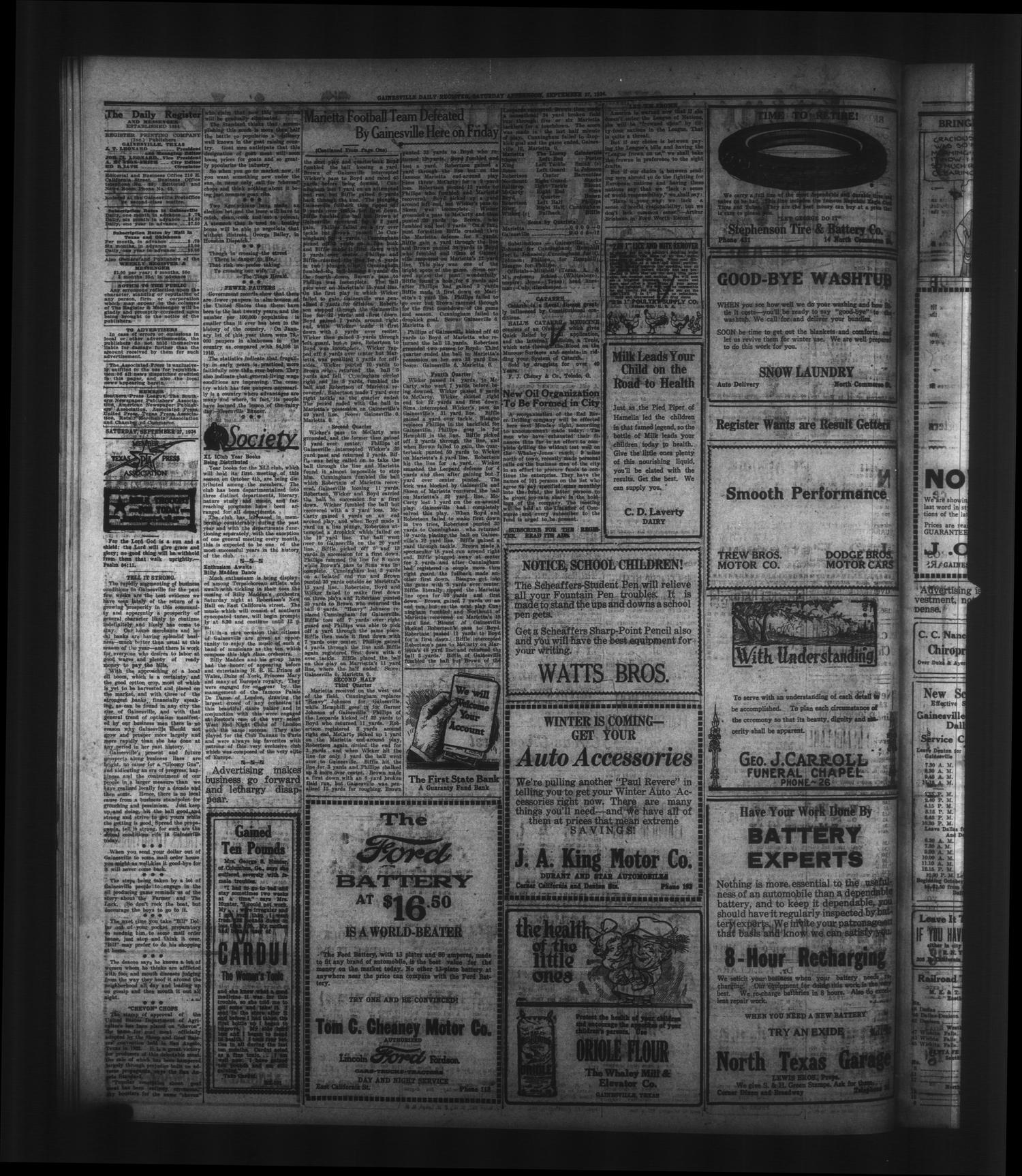 Gainesville Daily Register and Messenger (Gainesville, Tex.), Vol. 40, No. 245, Ed. 1 Saturday, September 27, 1924
                                                
                                                    [Sequence #]: 2 of 6
                                                