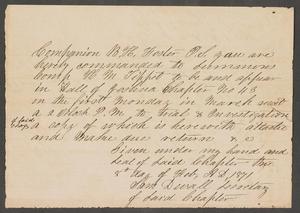Primary view of object titled '[Letter From Sam Devall to B. H. Huster, February 8, 1871]'.