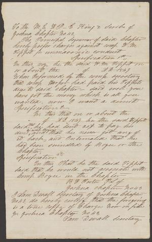 Primary view of [Joshua Chapter No. 43: Copy of Citation and Charges vs. H. M. Tippet]