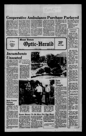 Mount Vernon Optic-Herald (Mount Vernon, Tex.), Vol. 112, No. 33, Ed. 1 Thursday, April 9, 1987