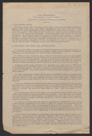 War Department, The Adjutant General's Office: Instructions for Rating Commissioned Officers
