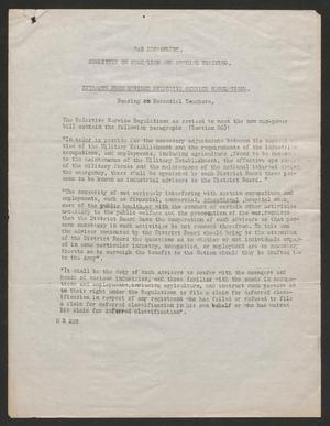 War Department. Committee on Education and Special Training. Extracts from Revised Selective Service Regulations.