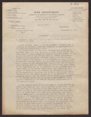 Primary view of object titled '[Committee on Education and Special Training Administration Memo Number 2]'.