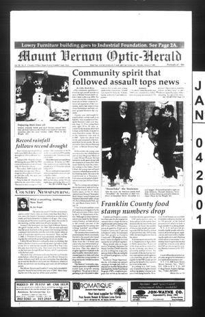 Primary view of object titled 'Mount Vernon Optic-Herald (Mount Vernon, Tex.), Vol. 126, No. 21, Ed. 1 Thursday, January 4, 2001'.
