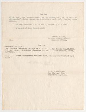 Primary view of object titled '[Correspondence between Herbert L. King and R. N. Richardson, November 13 and 16, 1918]'.