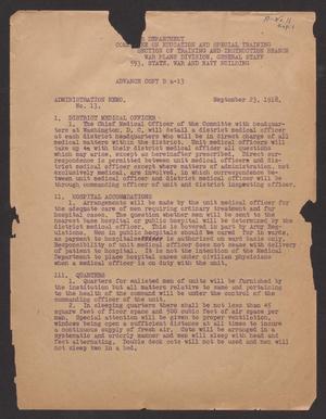 Primary view of object titled '[Committee on Education and Special Training Administration Memo Number 13]'.