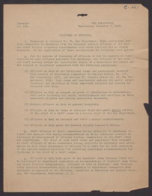 Primary view of object titled '[United States War Department, Circular Number 124, December 7, 1918]'.