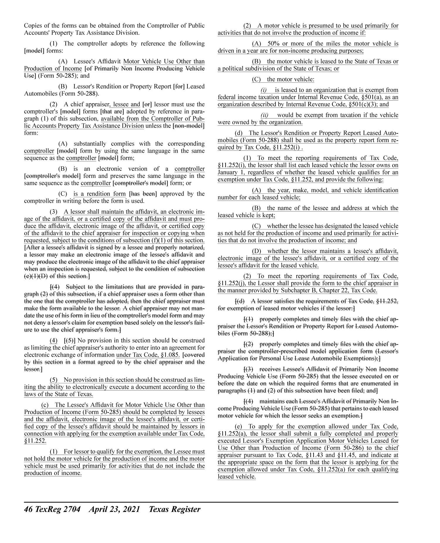 Texas Register, Volume 46, Number 17, Pages 2627-2862, April 23, 2021
                                                
                                                    2704
                                                