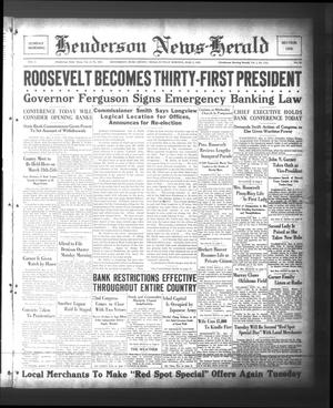 Primary view of object titled 'Henderson News-Herald (Henderson, Tex.), Vol. 1, No. 20, Ed. 1 Sunday, March 5, 1933'.