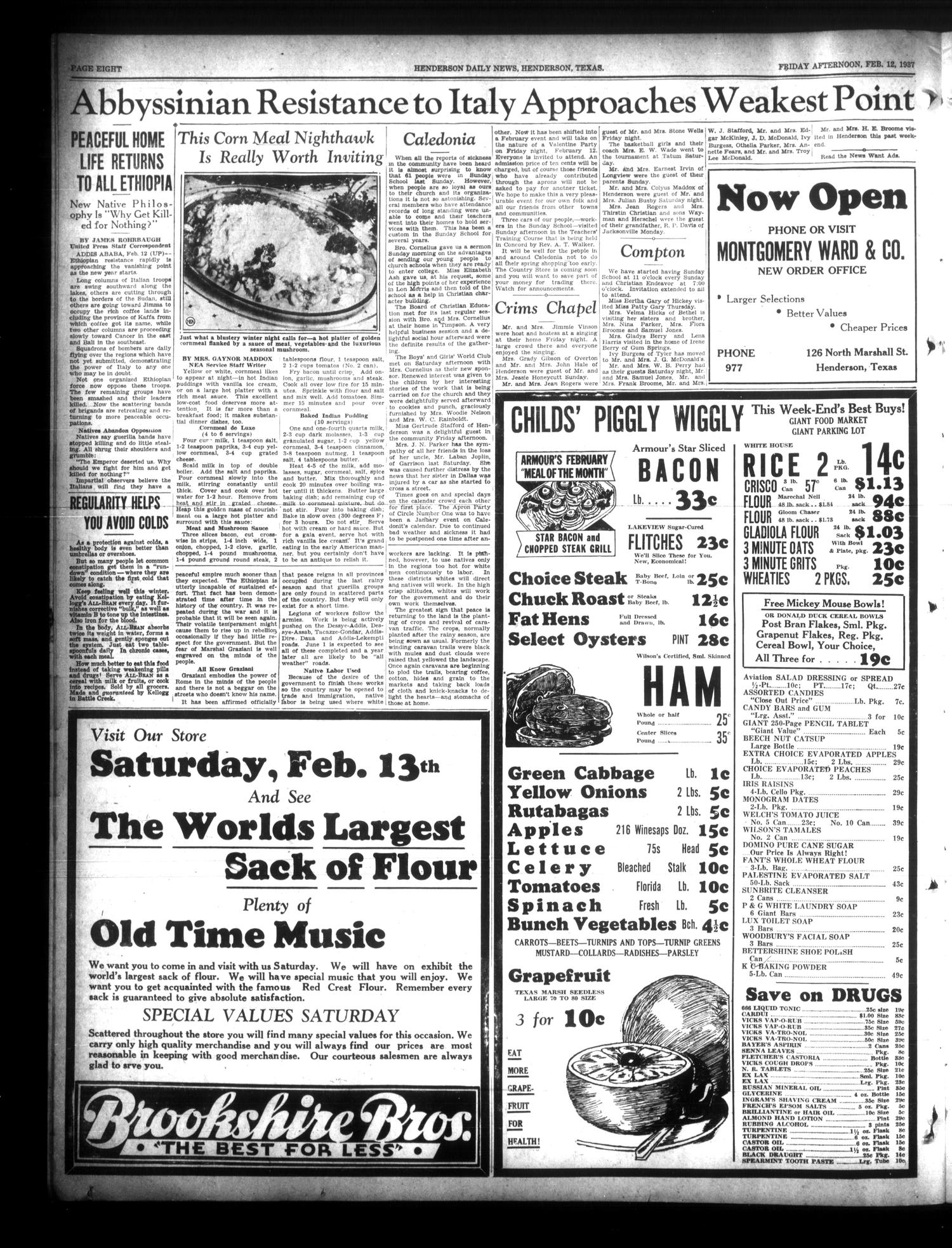 Henderson Daily News (Henderson, Tex.), Vol. 6, No. 282, Ed. 1 Friday, February 12, 1937
                                                
                                                    [Sequence #]: 8 of 16
                                                