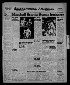 Primary view of object titled 'Breckenridge American (Breckenridge, Tex.), Vol. 28, No. 110, Ed. 1 Wednesday, May 19, 1948'.