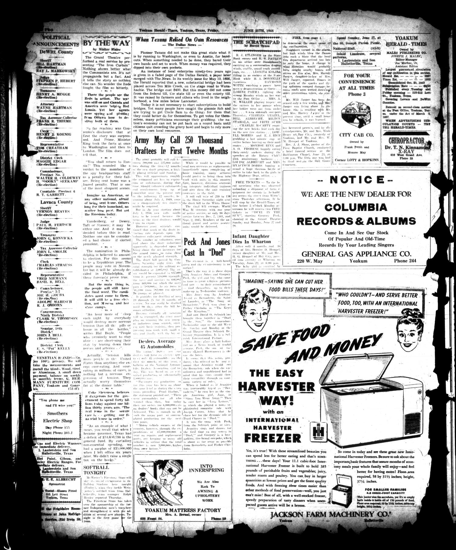 Yoakum Herald-Times (Yoakum, Tex.), Vol. 51, No. 85, Ed. 1 Friday, June 25, 1948
                                                
                                                    [Sequence #]: 2 of 8
                                                