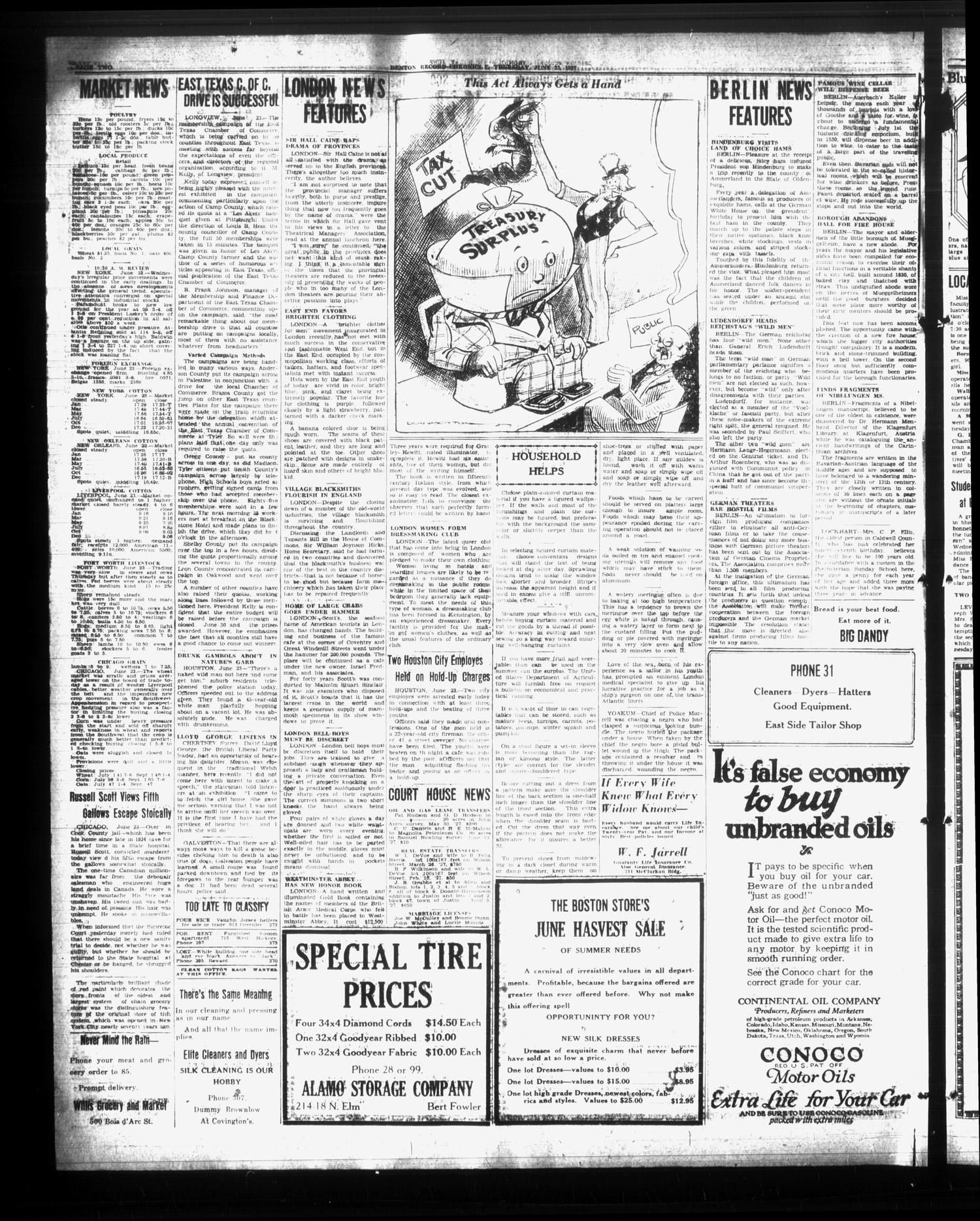 Denton Record-Chronicle (Denton, Tex.), Vol. 26, No. 268, Ed. 1 Thursday, June 23, 1927
                                                
                                                    [Sequence #]: 2 of 10
                                                