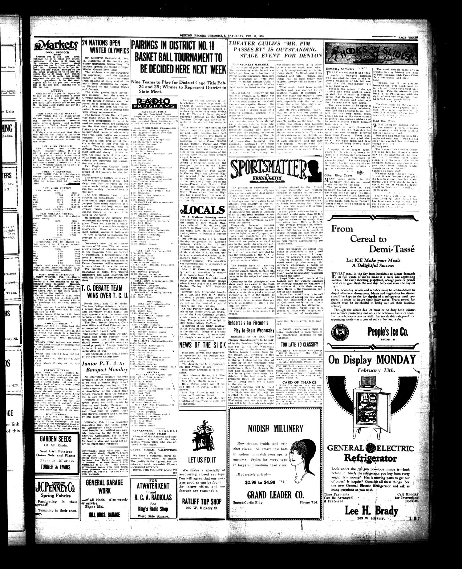 Denton Record-Chronicle (Denton, Tex.), Vol. [27], No. 156, Ed. 1 Saturday, February 11, 1928
                                                
                                                    [Sequence #]: 3 of 10
                                                