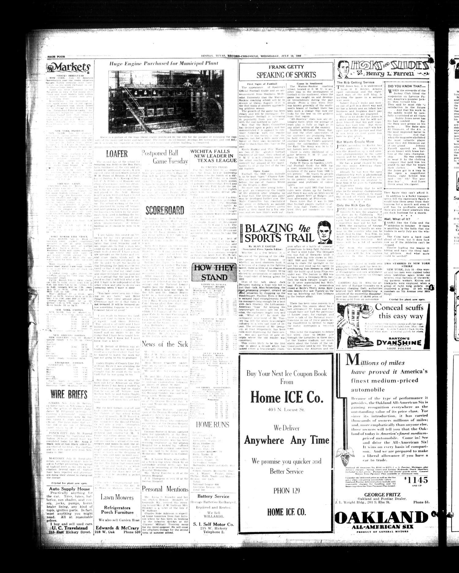 Denton Record-Chronicle (Denton, Tex.), Vol. 28, No. 283, Ed. 1 Wednesday, July 10, 1929
                                                
                                                    [Sequence #]: 4 of 8
                                                