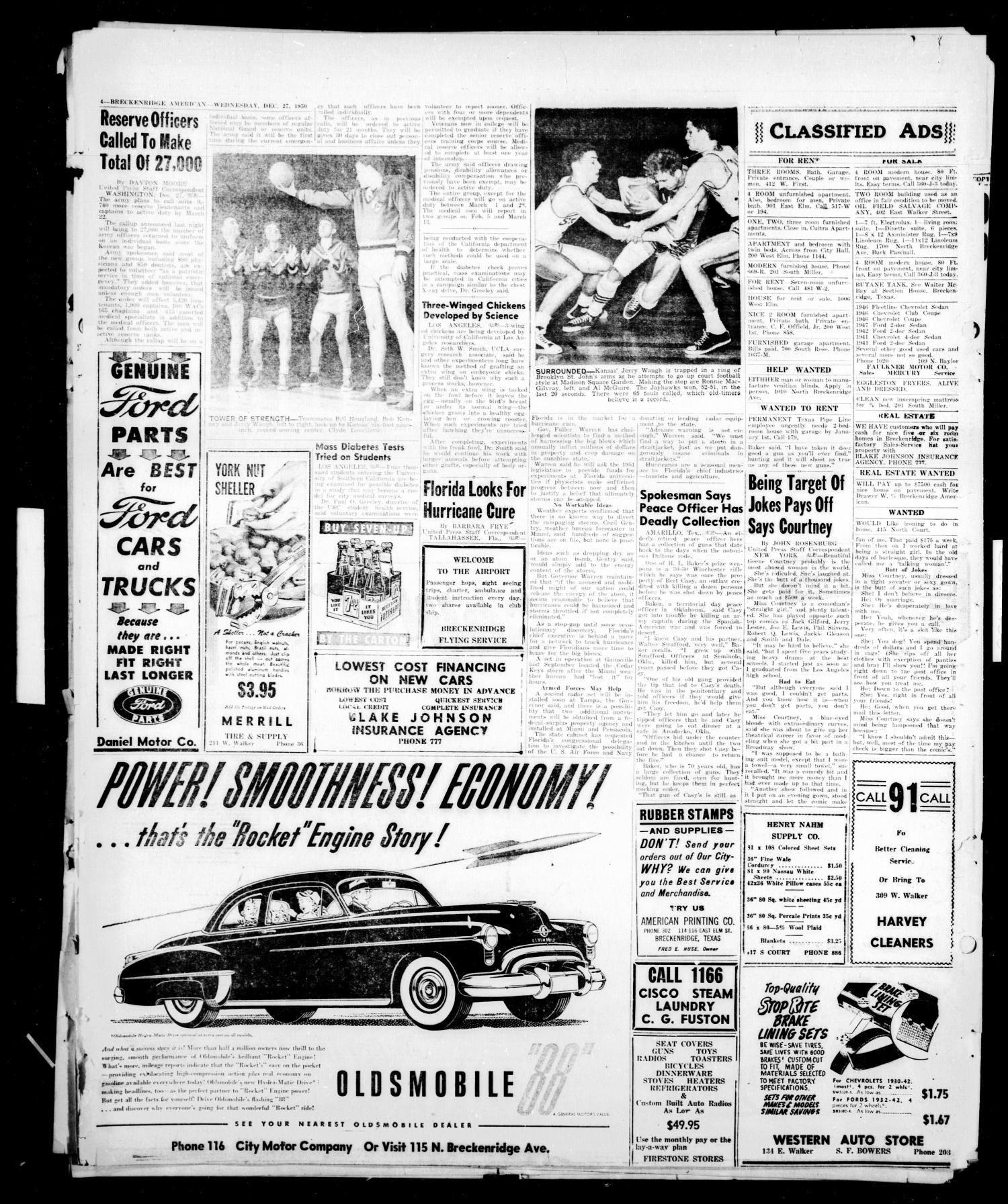Breckenridge American (Breckenridge, Tex.), Vol. 30, No. 303, Ed. 1 Wednesday, December 27, 1950
                                                
                                                    [Sequence #]: 4 of 6
                                                
