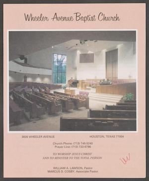[Wheeler Avenue Baptist Church Bulletin: March 18, 2001]