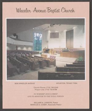 [Wheeler Avenue Baptist Church Bulletin: April 22, 2001]