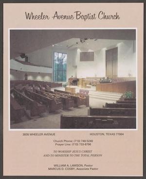 [Wheeler Avenue Baptist Church Bulletin: November 25, 2001]