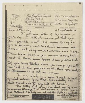 [Letter from Rogers Daniels to Mary Jane Daniels, September 29, 1944]