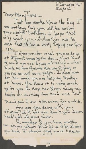 [Letter from Rogers Daniels to Mary Jane Daniels, January 18, 1945]